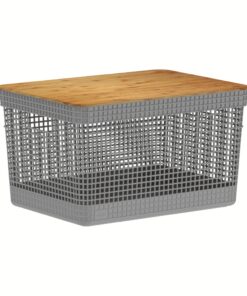 Cesta Organizadora Tapa Bambú 39x29x23cm 20 litros OU "Grid" (Gris)