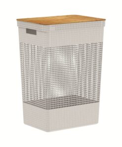 Cesta de Ropa Tapa Bambú 39x29x56cm 49 litros OU "Grid" (Beige)