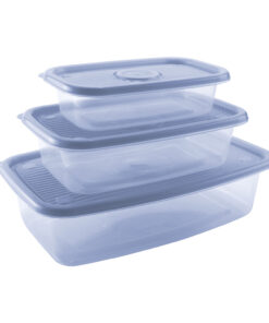 Juego de Recipientes Rectangulares 520ml/1,2 litros/2,7 litros 3 unidades PLASÚTIL "Pop" (Azul)