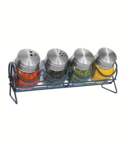 Especiero de Vidrio Tapa Acero Inoxidable x4 HUDSON (Acero)