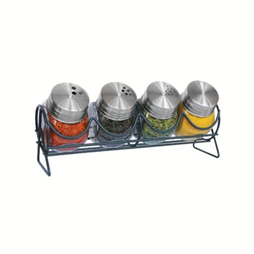 Especiero de Vidrio Tapa Acero Inoxidable x4 HUDSON (Acero)