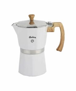 Cafetera Italiana 6 Tazas Aluminio Esmaltado Inducción HUDSON "MasterChef" (Blanco)