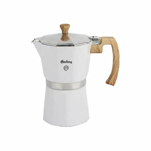 Cafetera Italiana 6 Tazas Aluminio Esmaltado Inducción HUDSON "MasterChef" (Blanco)