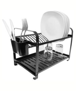Escurridor de Vajilla 2 pisos con Bandeja en Acero Inoxidable MAK-INOX (Negro)
