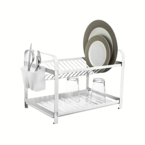 Escurridor de Vajilla 2 pisos con Bandeja en Acero Inoxidable MAK-INOX (Blanco)