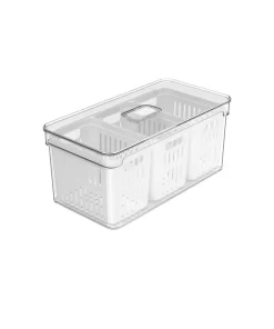 Organizador de Heladera Triple Cesta 30x15x13cm OU "Clear Fresh" (Natural)