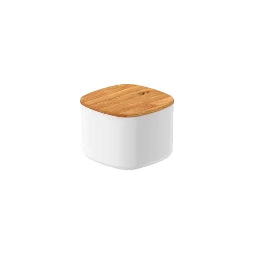 Recipiente Hermético Tapa Bambú 450ml OU "Keep" (Blanco)