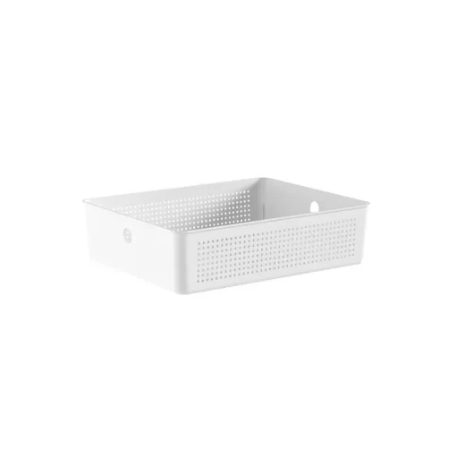 Cesta Organizadora con Tapa 34x27x9cm 8,2 litros OU "Flow" (Blanco)