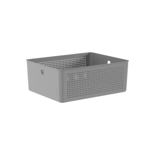 Cesta Organizadora con Tapa 34x27x13cm 12 litros OU "Flow" (Gris)