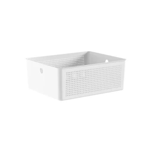 Cesta Organizadora con Tapa 34x27x13cm 12 litros OU "Flow" (Blanco)