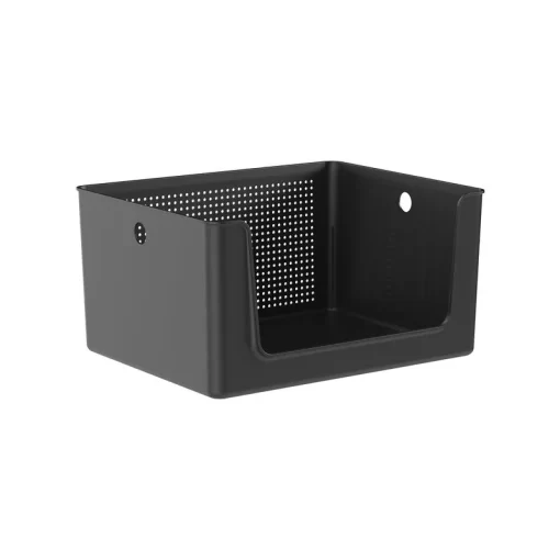 Cesta Organizadora con Tapa 34x27x18cm 16 litros Apertura Frontal OU "Flow" (Negro)