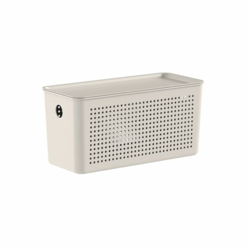 Cesta Organizadora con Tapa 27x12x13cm 4,2 litros OU "Flow" (Beige)