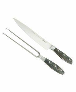Set Parrillero 2 piezas Acero Inoxidable Mango Madera HUDSON "BBQ" (Natural)
