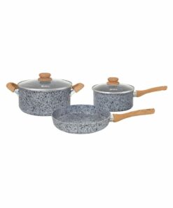 Batería de Cocina en Aluminio Forjado Antiadherente 5 Piezas HUDSON "Stone" (Gris)