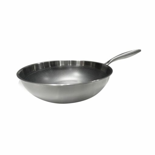 Wok 30 cm Acero Inoxidable Antiadherente HUDSON (Acero)