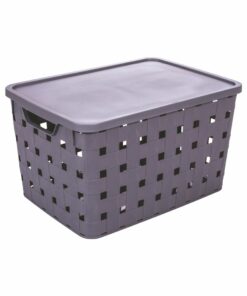 Cesta Organizadora con Tapa 32x45x25cm 29 litros PLASÚTIL "Trenza" (Gris)