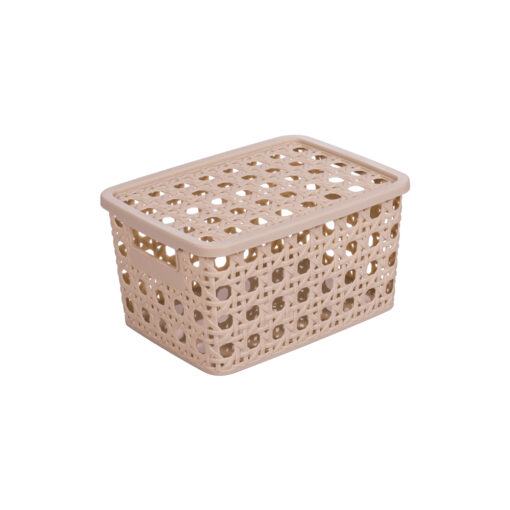 Cesta Organizadora con Tapa 15x21x11cm 2,6 litros PLASÚTIL "Crochet" (Beige)