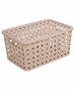 Cesta Organizadora con Tapa 32x45x25cm 29 litros PLASÚTIL "Crochet" (Beige)