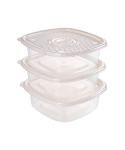 Juego de Recipientes Cuadrados 1 litro 3 unidades PLASÚTIL "Pop" (Blanco Marmol)