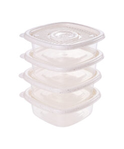 Juego de Recipientes Cuadrados 400ml 4 unidades PLASÚTIL "Pop" (Blanco Marmol)
