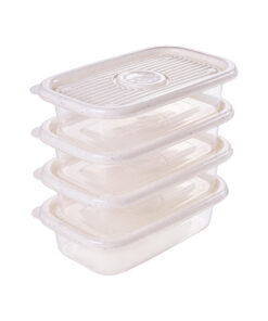 Juego de Recipientes Rectangulares 520ml 4 unidades PLASÚTIL "Pop" (Blanco Marmol)